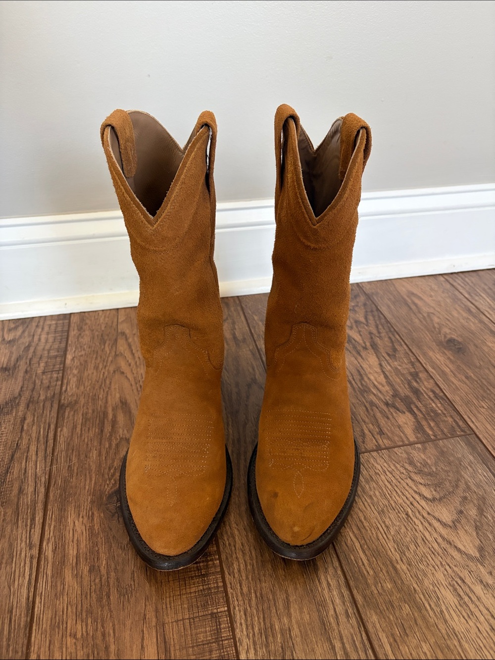 Tecovas Mens Suede Cowboy Boots in Tan